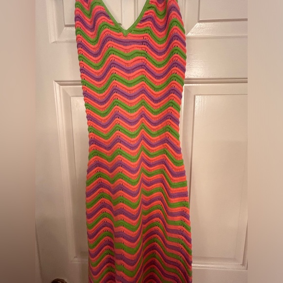 The Wolf Gang Beso Knit Crochet Maxi Dress In Tutti Frutti Large Free People - Picture 6 of 13
